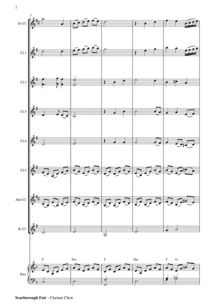 Scarborough Fair - Clarinet Choir Score and Parts PDF image number null