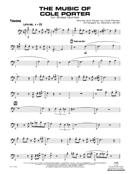The Music of Cole Porter for Brass Quintet: 1st Trombone