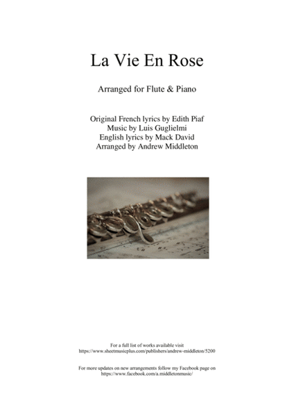 La Vie En Rose arranged for Flute and Piano image number null