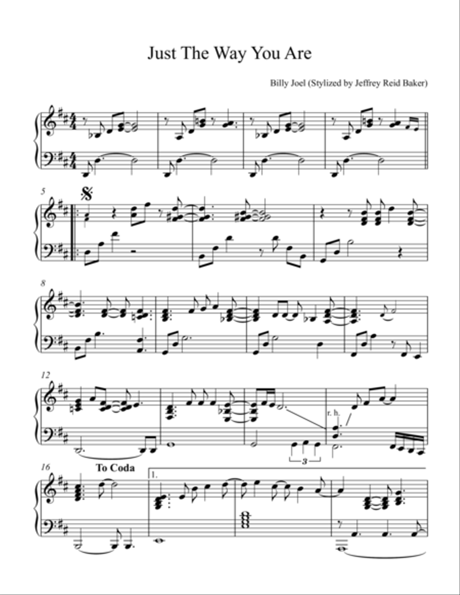 Just The Way You Are Piano Solo scores gallery preview page 1