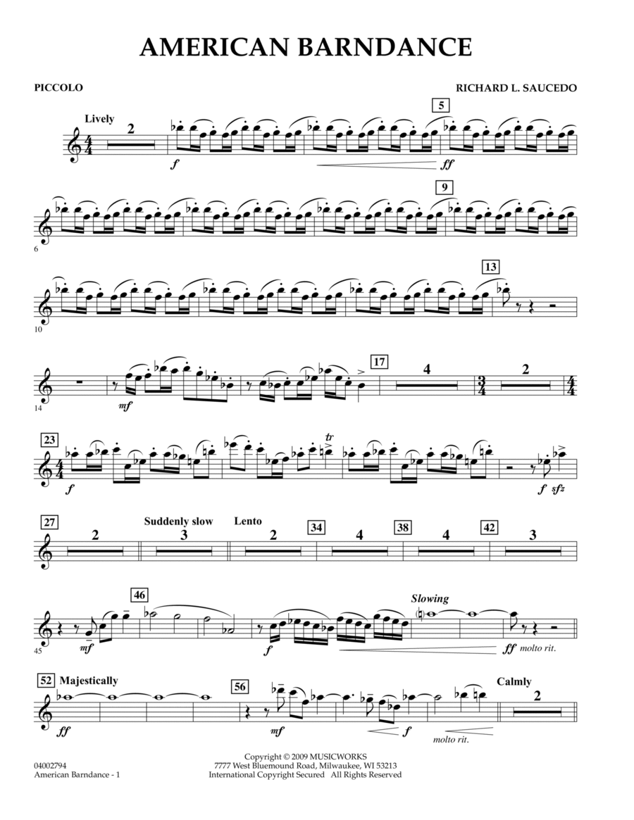American Barndance - Piccolo Concert Band scores gallery preview page 1