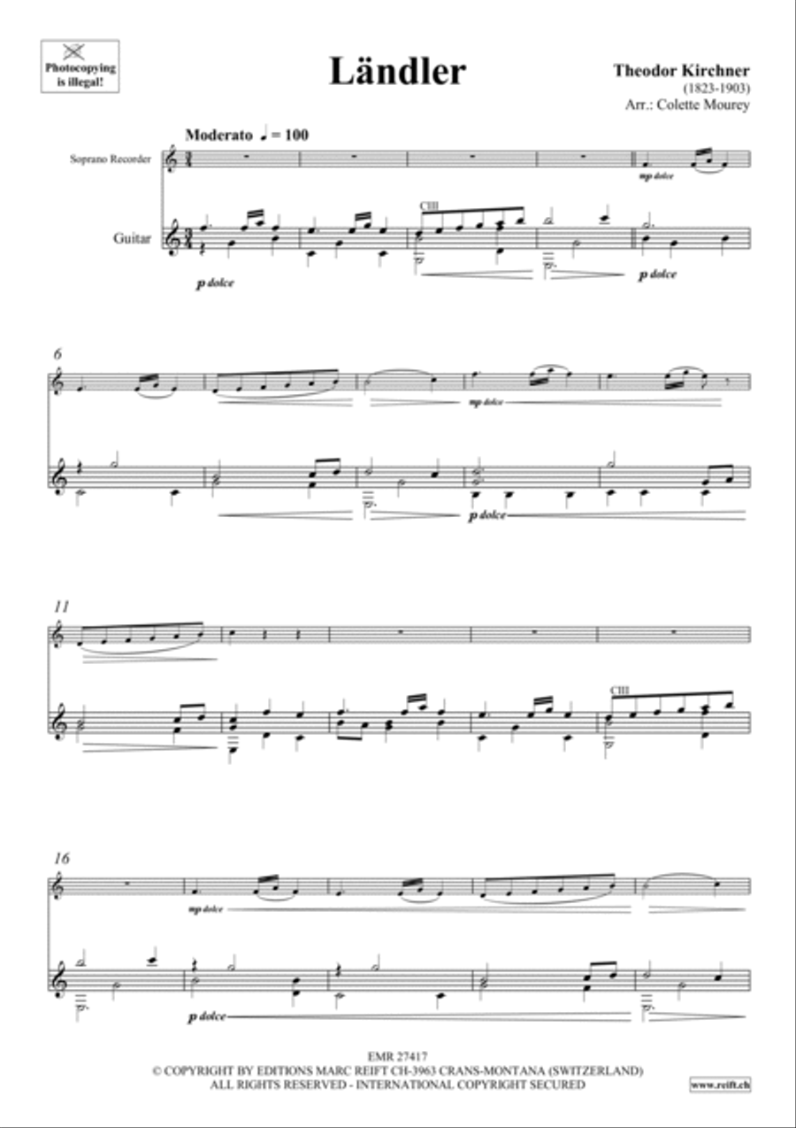 Landler Soprano Recorder scores gallery preview page 3