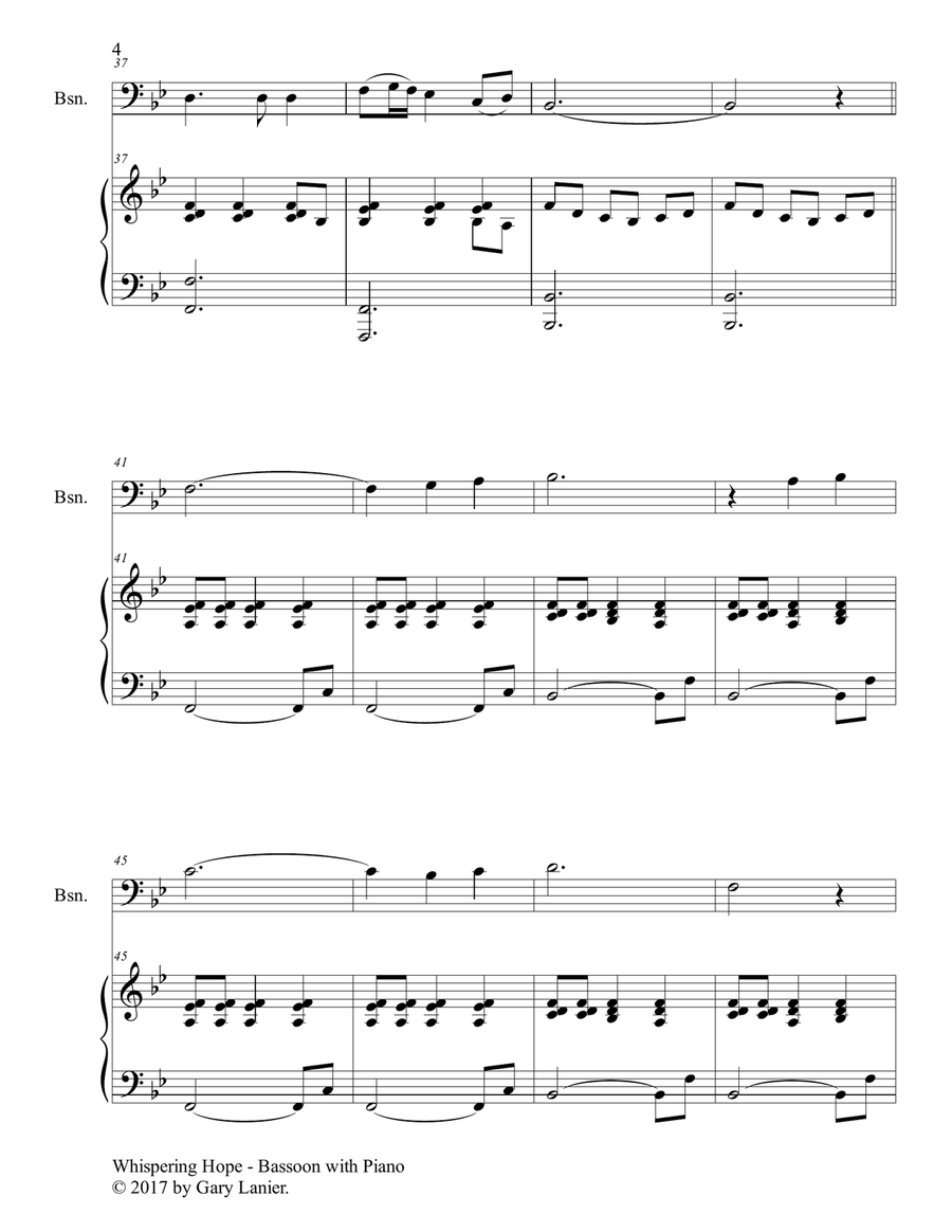 WHISPERING HOPE (Duet – Bassoon & Piano with Score/Part) Bassoon Solo scores gallery preview page 5