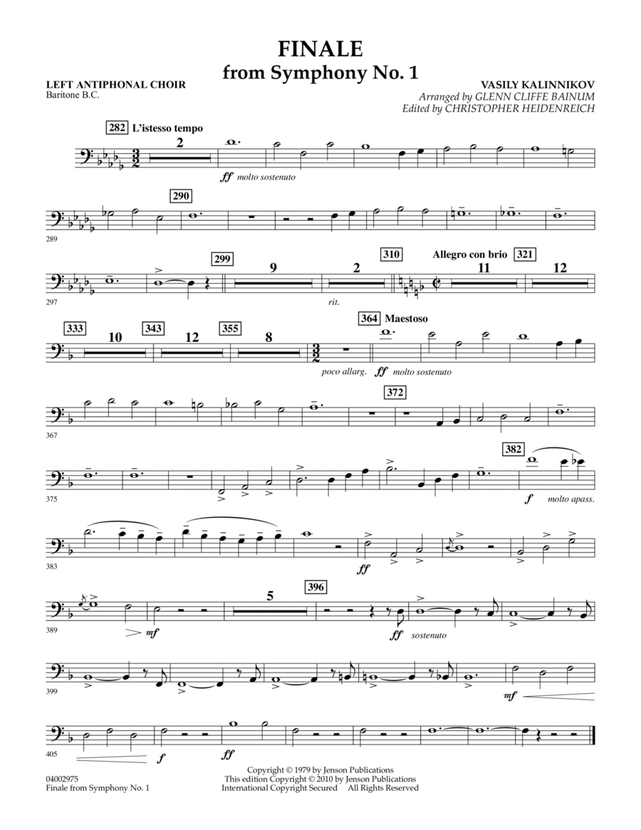 Finale from Symphony No. 1 - Left Ant. Choir - Baritone BC Choir scores gallery preview page 1