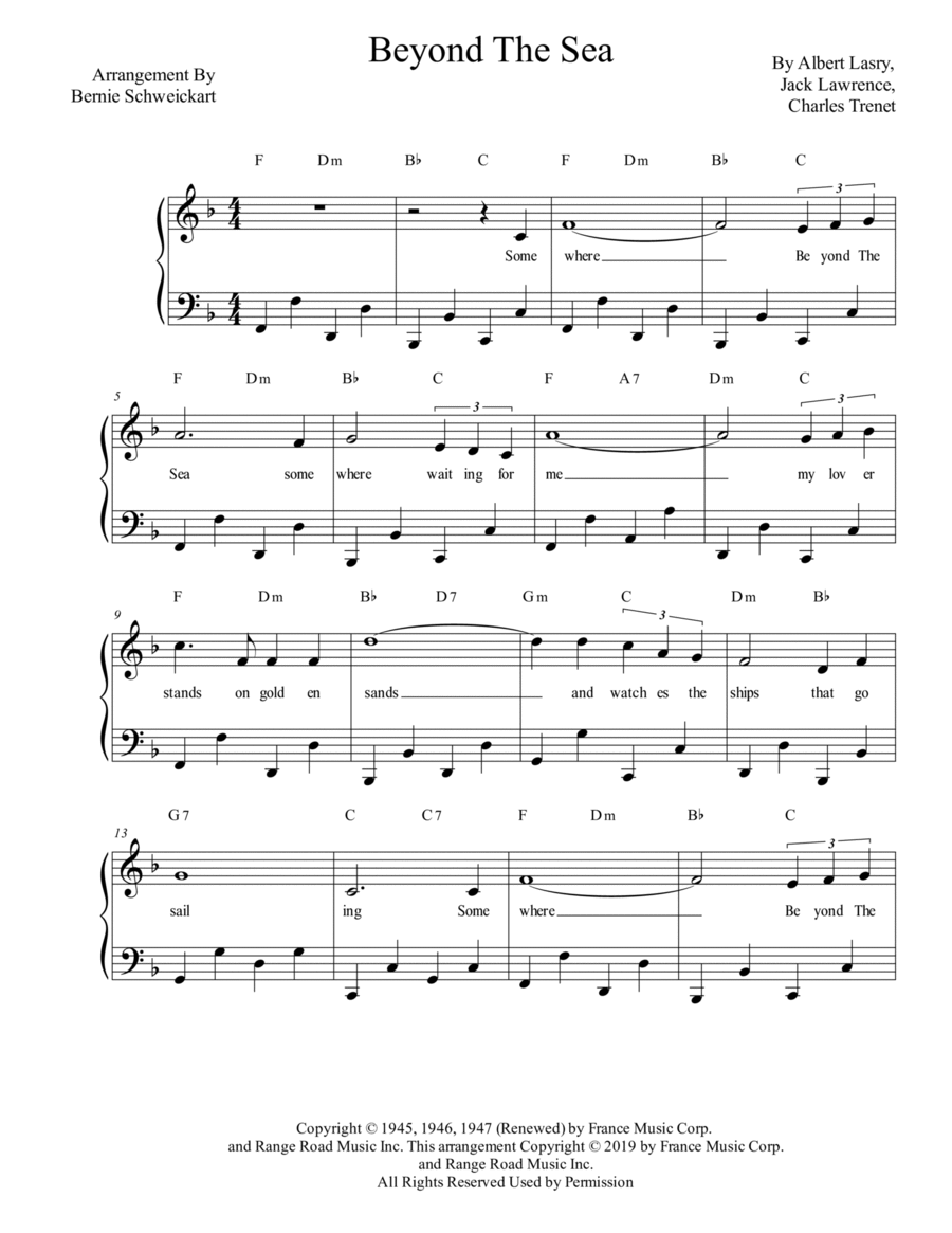 Beyond The Sea Beyond The Sea Piano, Vocal, Guitar scores gallery preview page 1