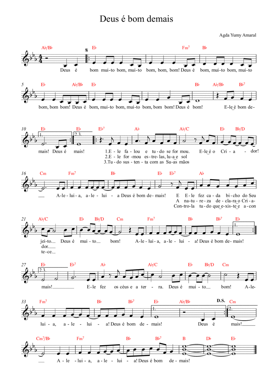 Deus é bom demais Easy Piano scores gallery preview page 1