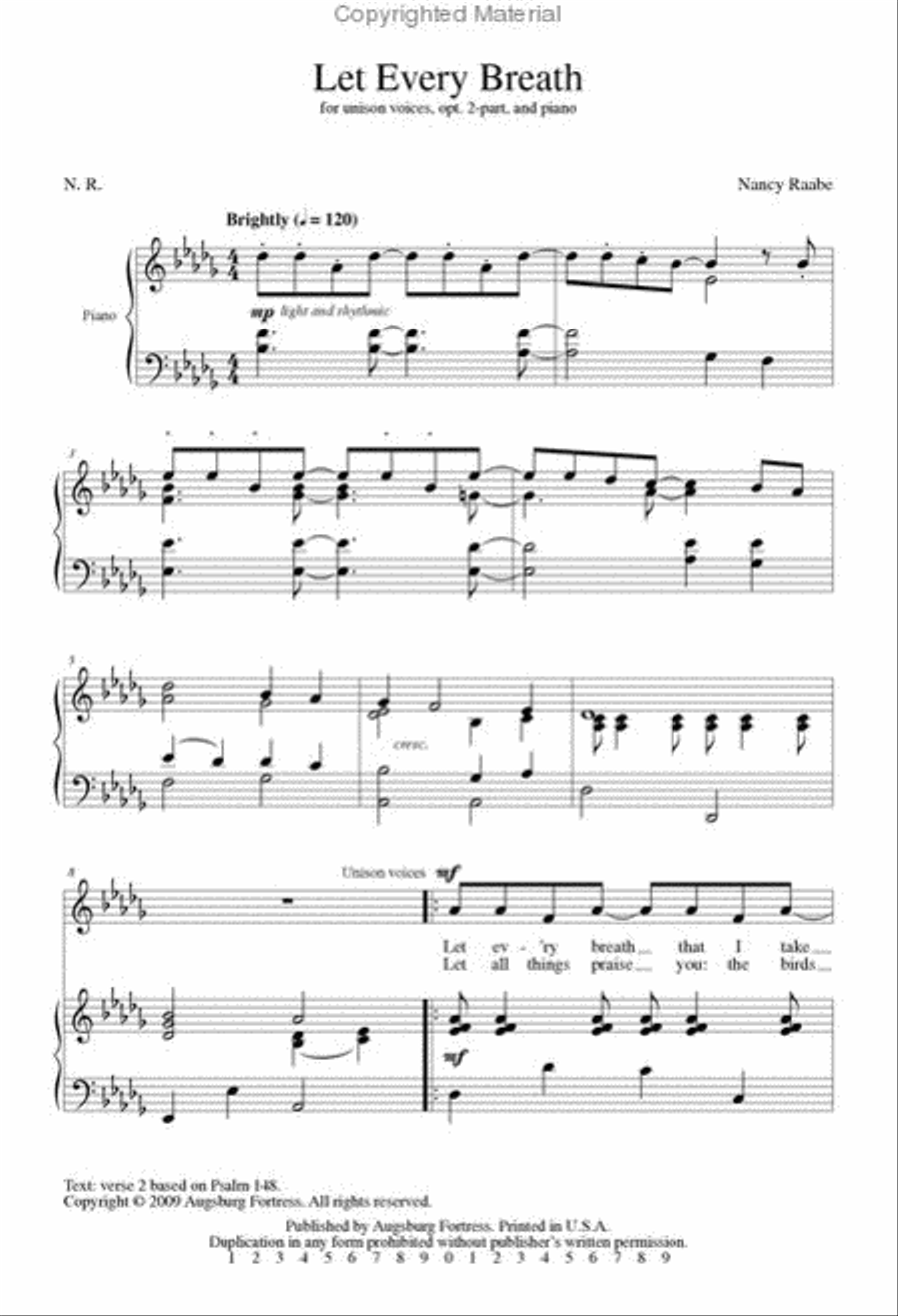 Let Every Breath Unison Choir scores gallery preview page 2