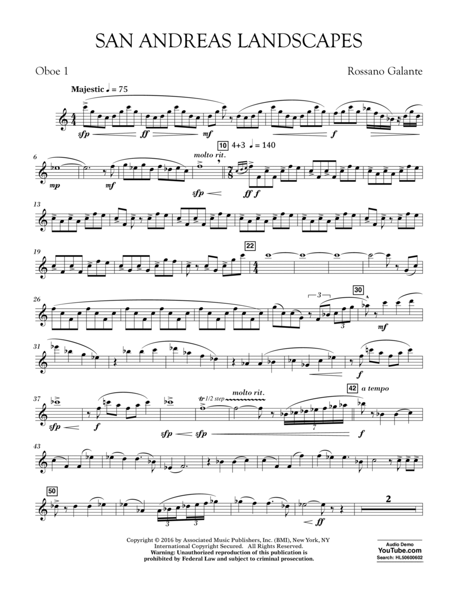 San Andreas Landscapes - Oboe 1 Oboe scores gallery preview page 1