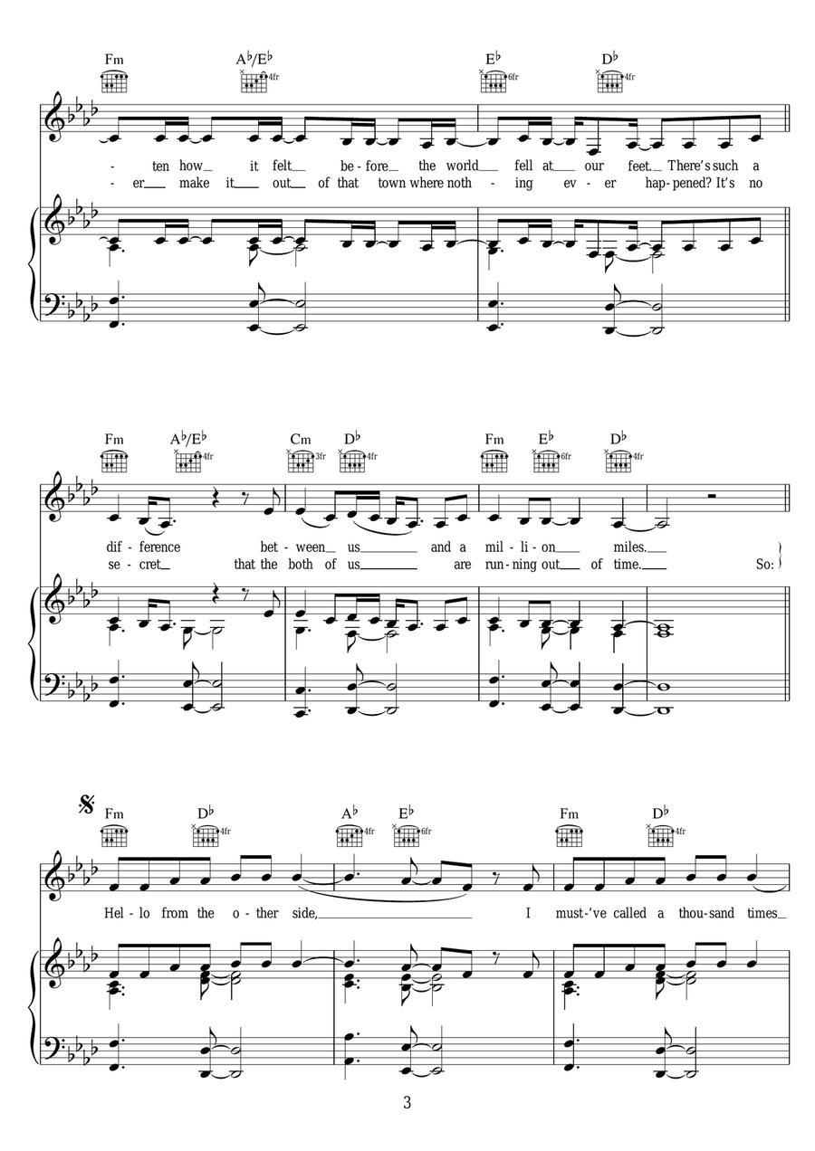 Hello Piano, Vocal, Guitar scores gallery preview page 3