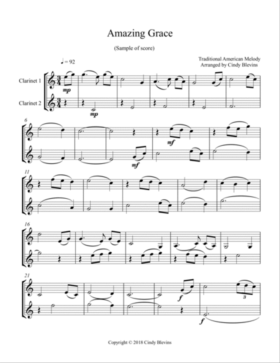 12 Favorite Hymns, Clarinet Duets Clarinet Duet scores gallery preview page 2