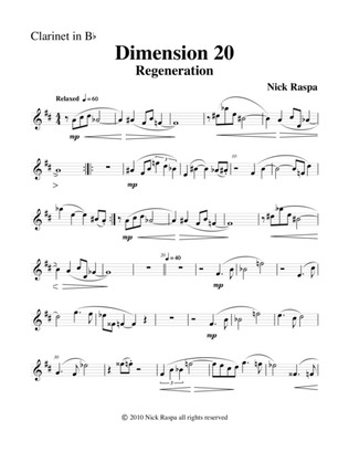Dimension 20, Regeneration - B Flat Clarinet part
