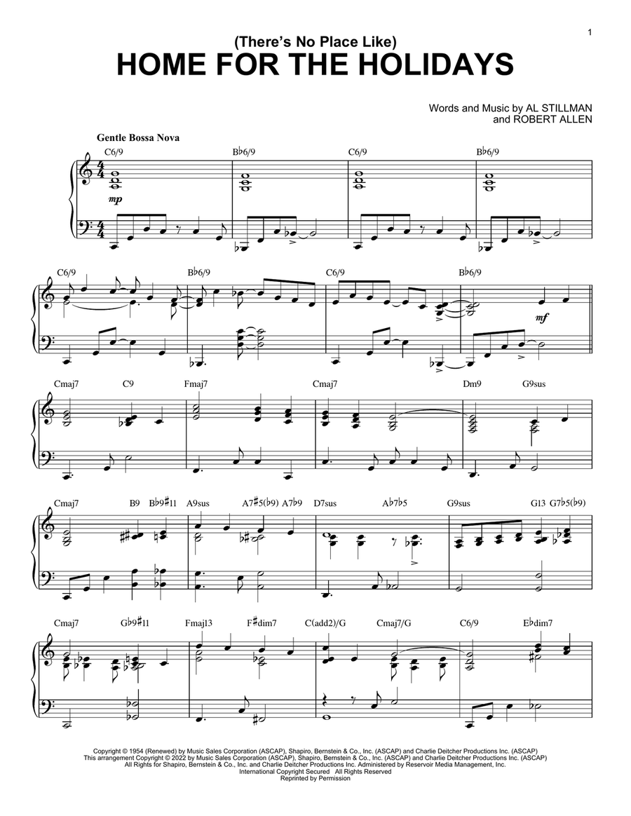 (There's No Place Like) Home For The Holidays [Jazz version] (arr. Brent Edstrom) Piano Solo scores gallery preview page 1