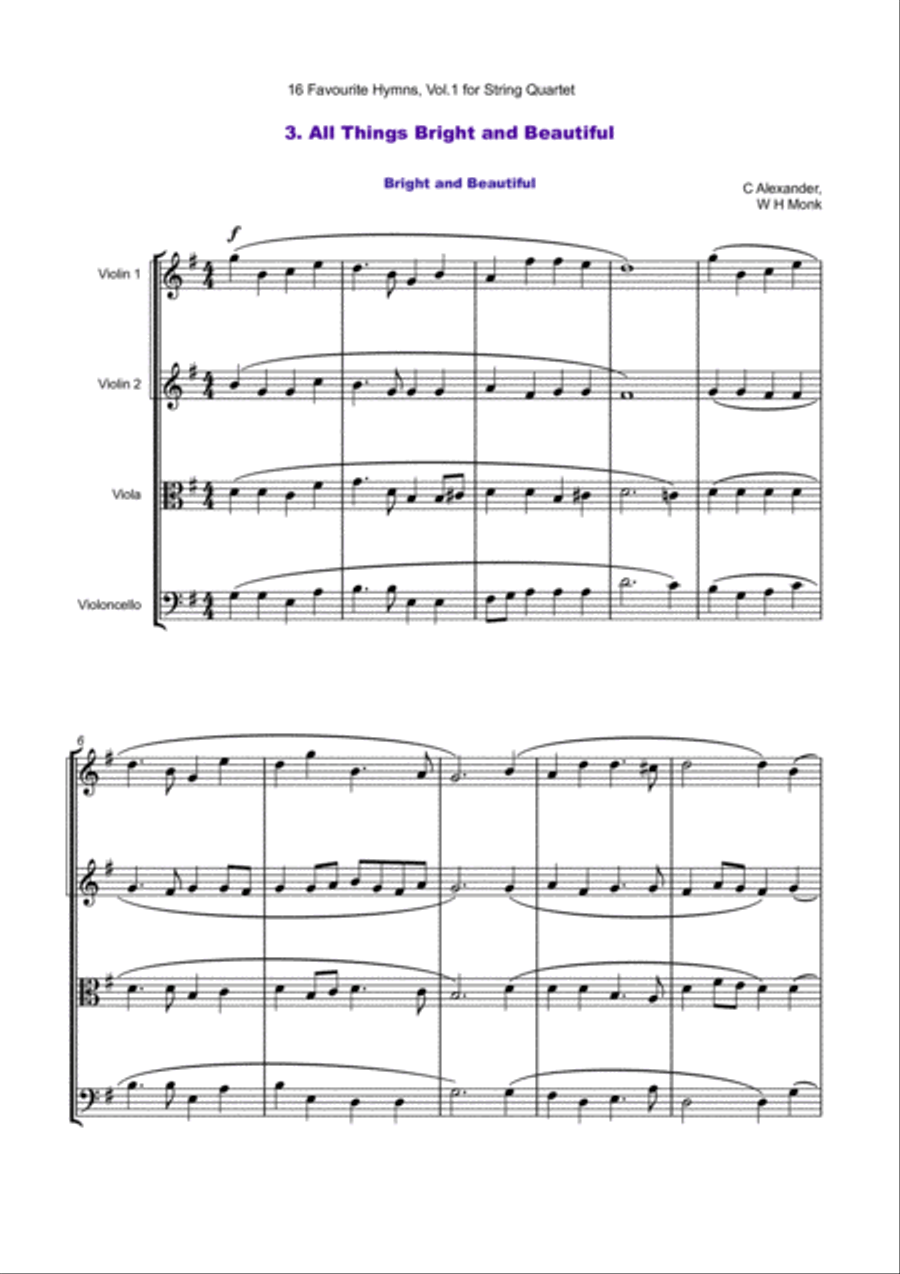 16 Favourite Hymns Vol.1 for String Quartet String Quartet scores gallery preview page 5