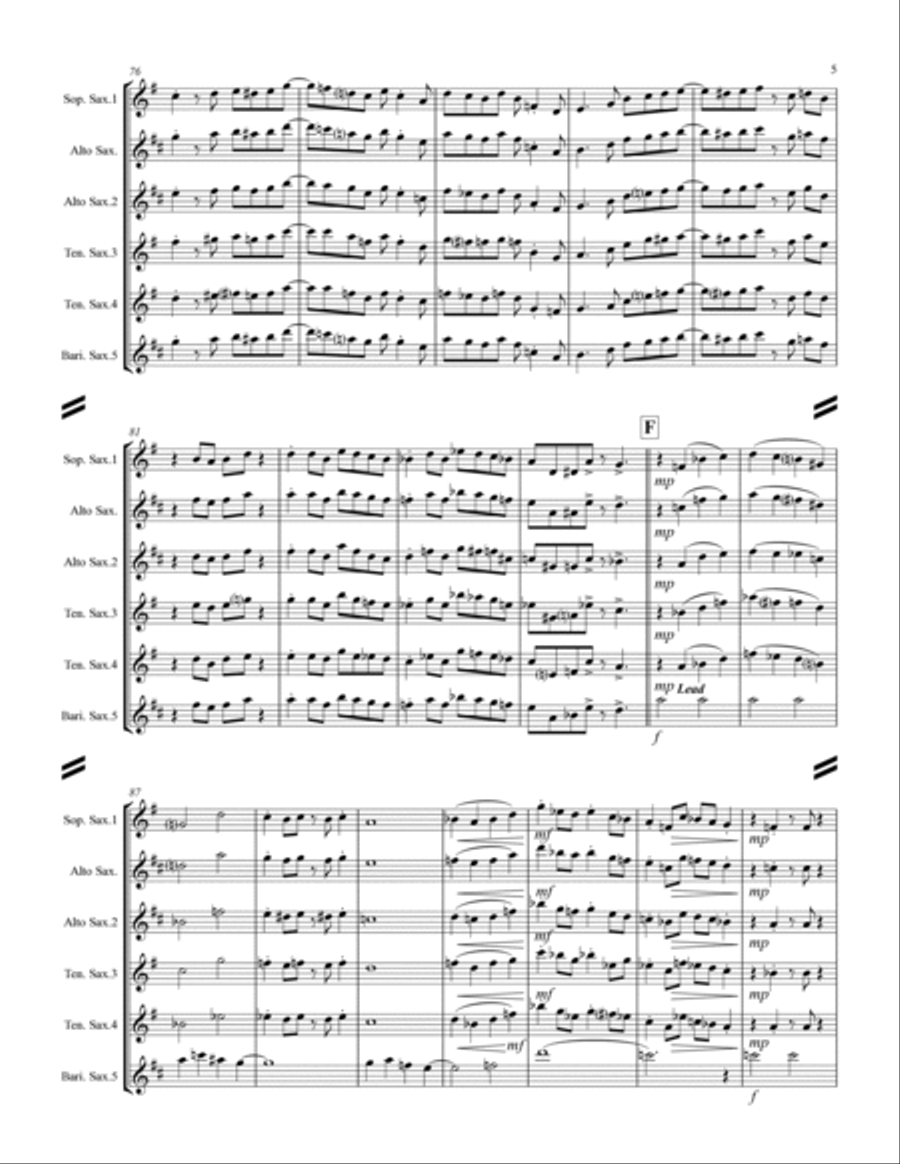 The Way You Look Tonight Saxophone Quintet scores gallery preview page 6
