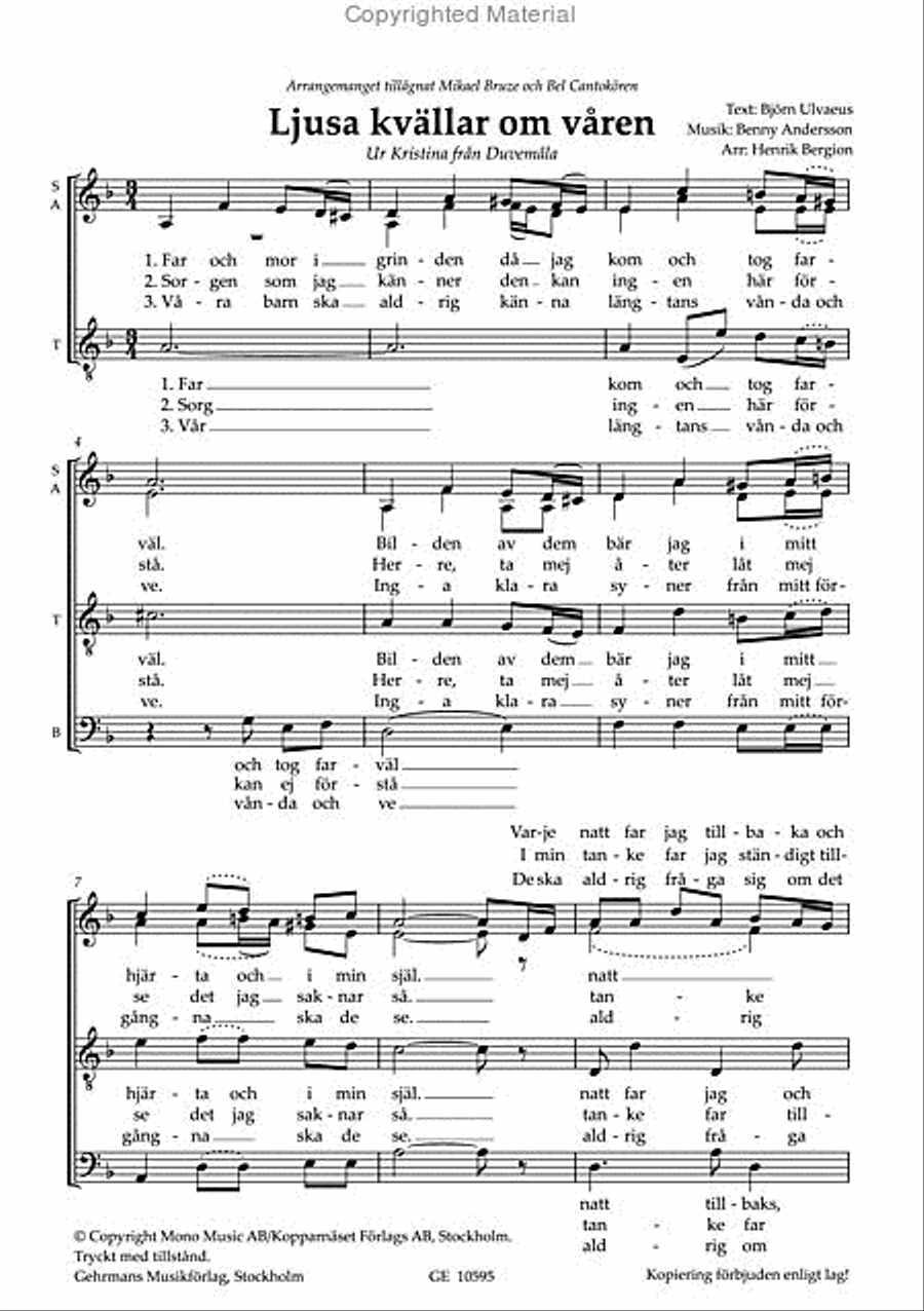 Ljusa kvallar om varen Ljusa kvallar om varen 4-Part scores gallery preview page 2