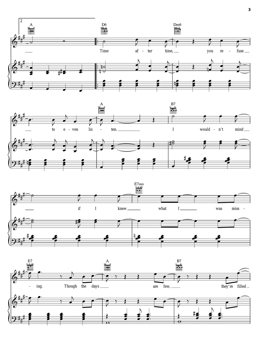 You Won't See Me Piano, Vocal, Guitar scores gallery preview page 3