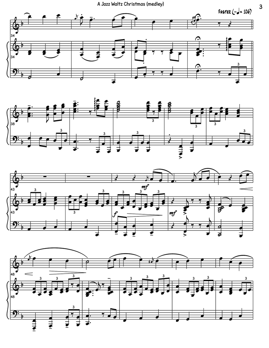 A Jazz Waltz Christmas (medley) Flute scores gallery preview page 6