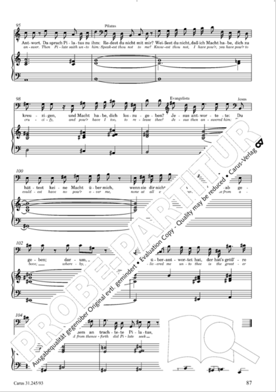 St. John Passion (Johannes-Passion) 4-Part scores gallery preview page 88