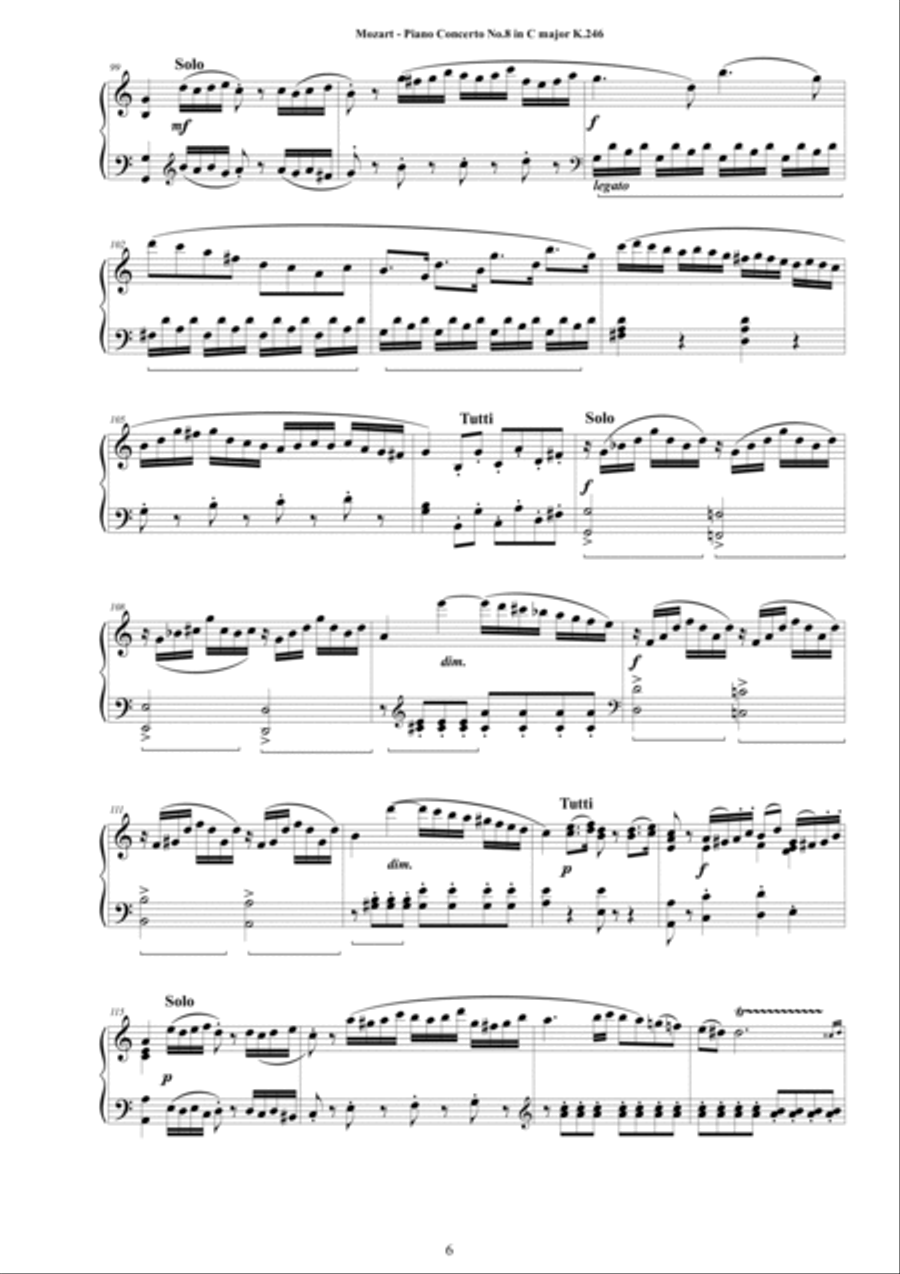 Mozart - Piano Concerto No.8 in C major - Lützow - K.246 - Piano Version Piano Solo scores gallery preview page 6
