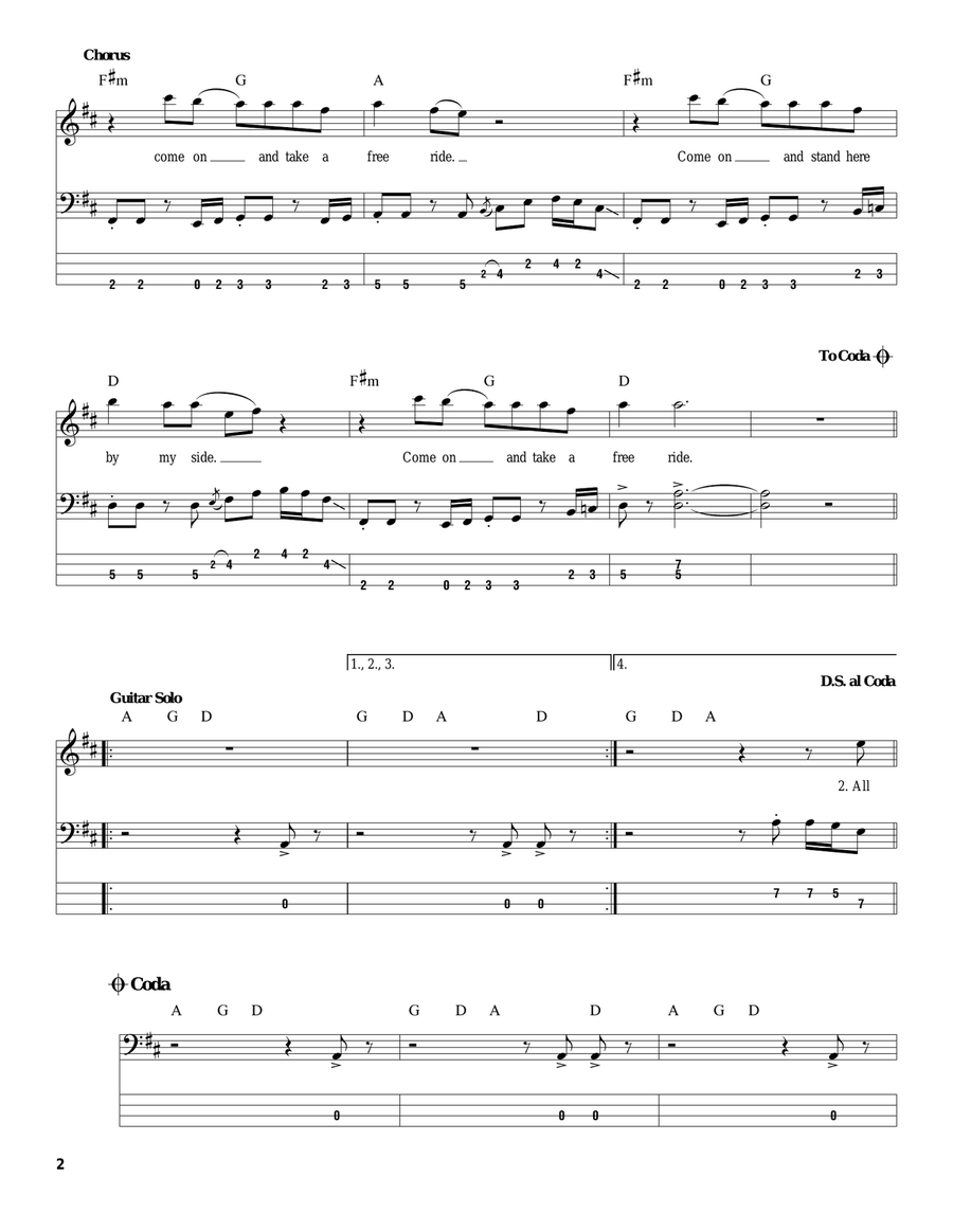 Free Ride Acoustic Guitar scores gallery preview page 2