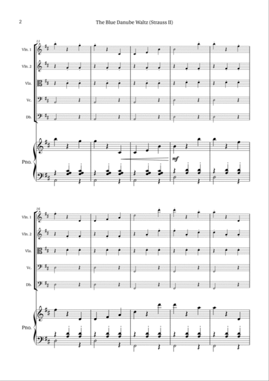 The Blue Danube Waltz String Quintet scores gallery preview page 2