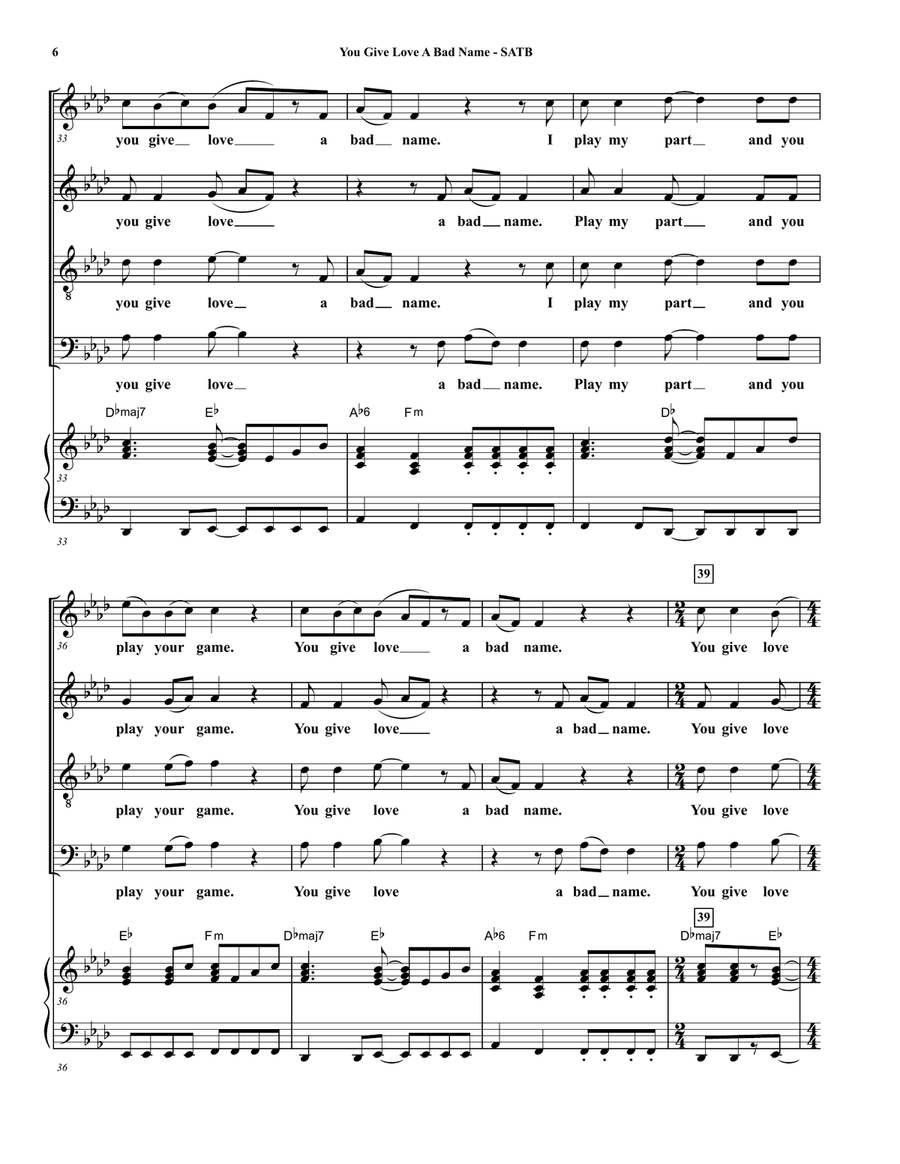 You Give Love A Bad Name 4-Part scores gallery preview page 6