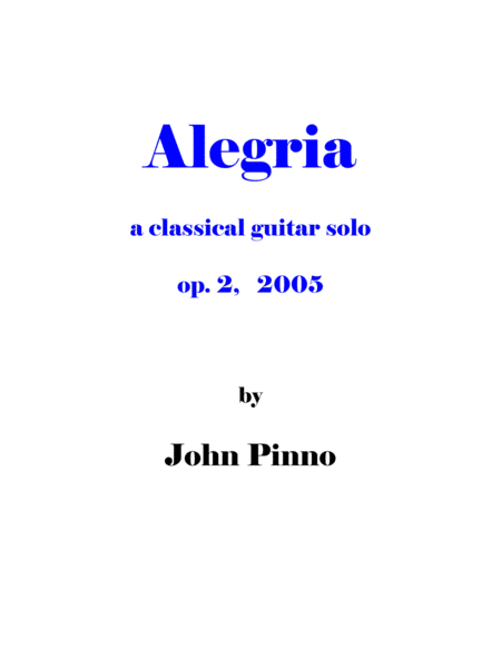 Alegria, a classical guitar solo