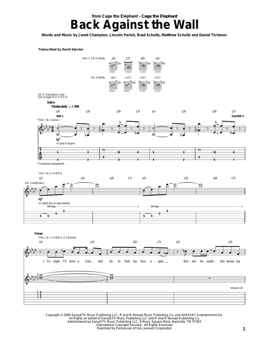 Back Against The Wall Back Against The Wall Acoustic Guitar scores gallery preview page 1