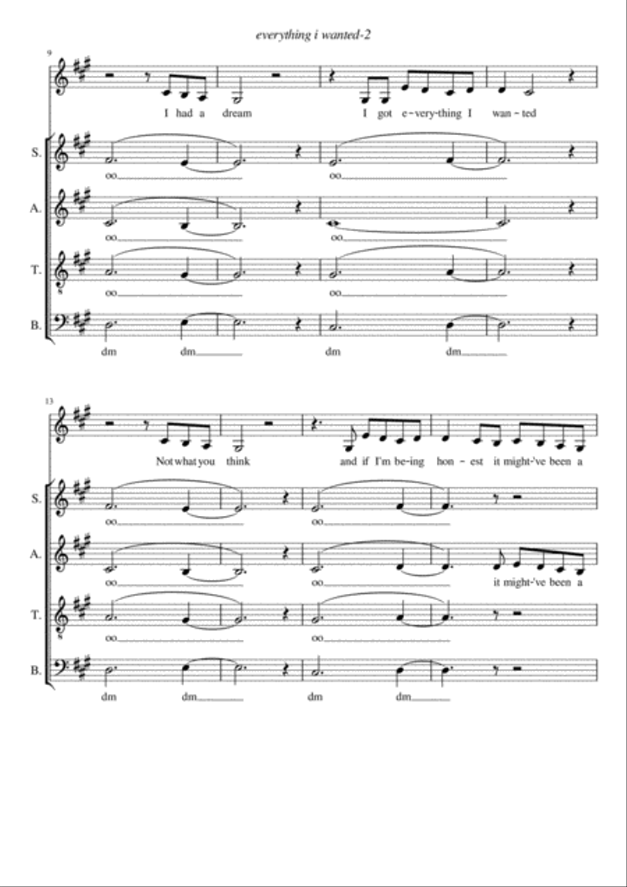 Everything I Wanted 4-Part scores gallery preview page 2