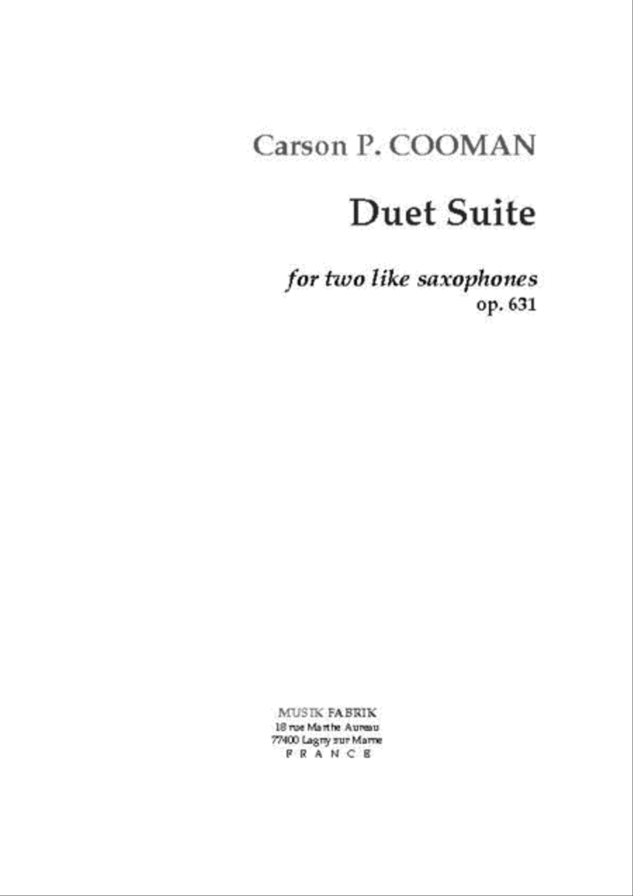 Duet Suite by Carson Cooman Saxophone - Sheet Music