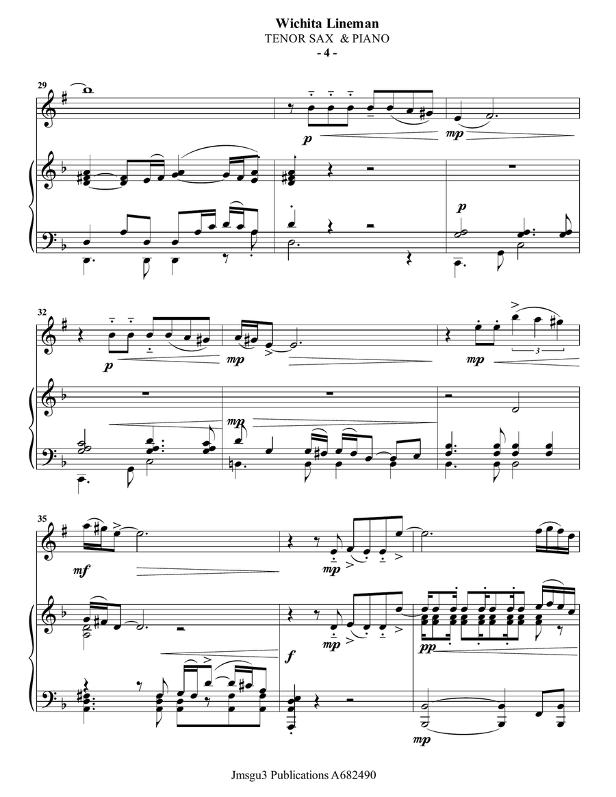 Wichita Lineman Tenor Saxophone scores gallery preview page 4