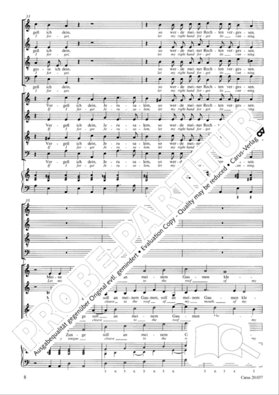 An den Wassern zu Babel sassen wir 4-Part scores gallery preview page 9