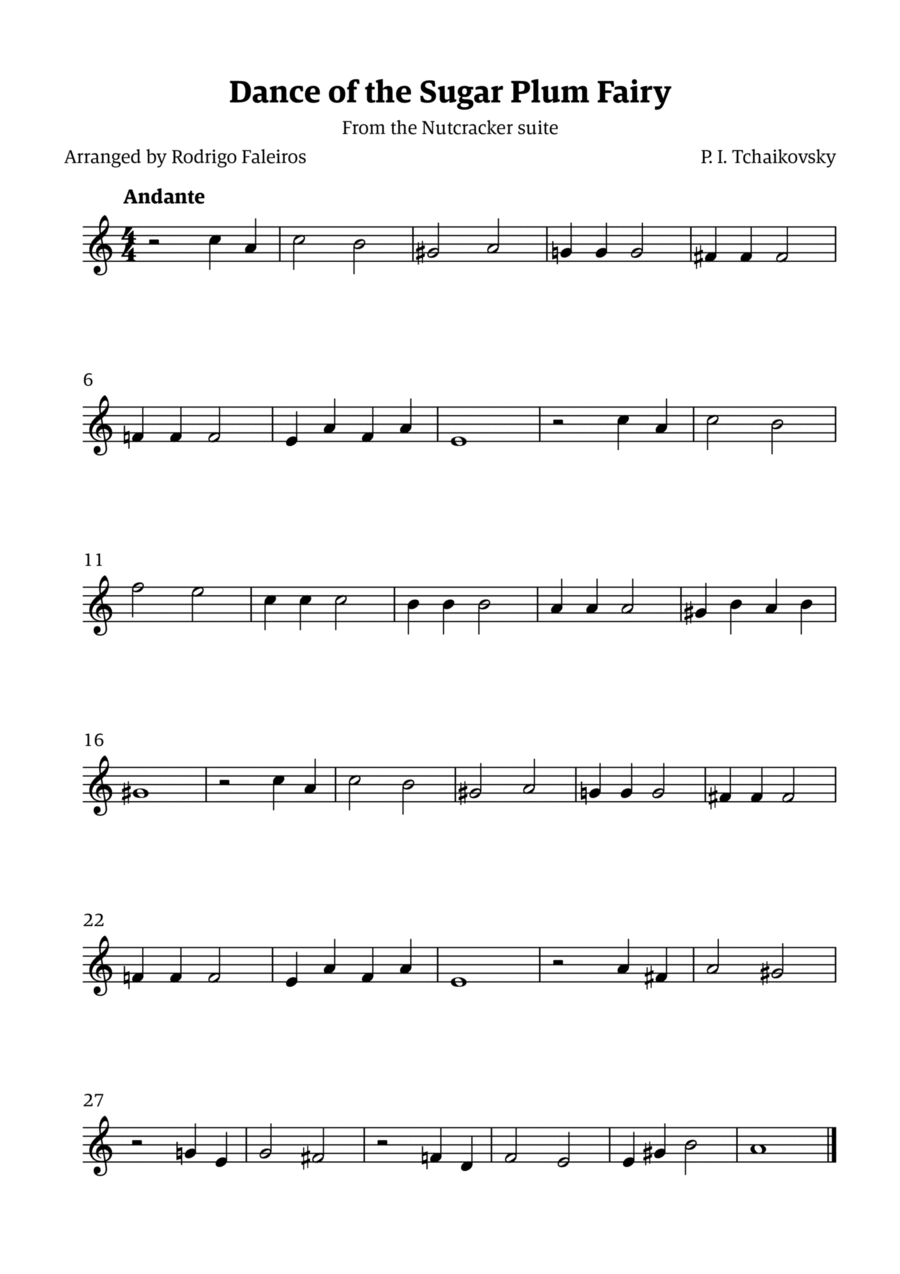 Sugar Plum Fairy theme Soprano Recorder scores gallery preview page 1