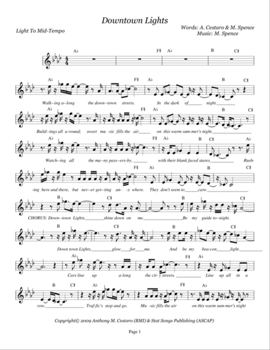 DOWNTOWN LIGHTS Voice Solo scores gallery preview page 1