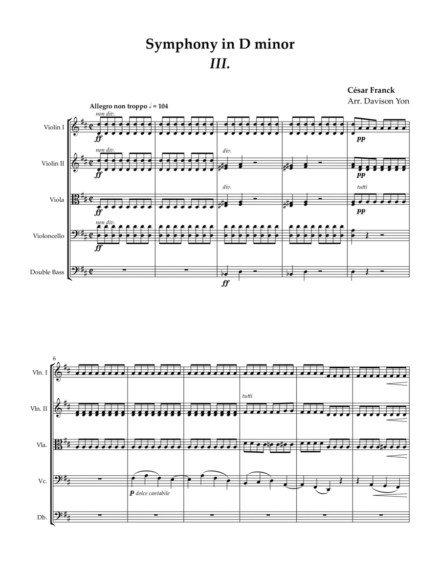 Symphony in D minor (Movement 3) String Orchestra scores gallery preview page 1