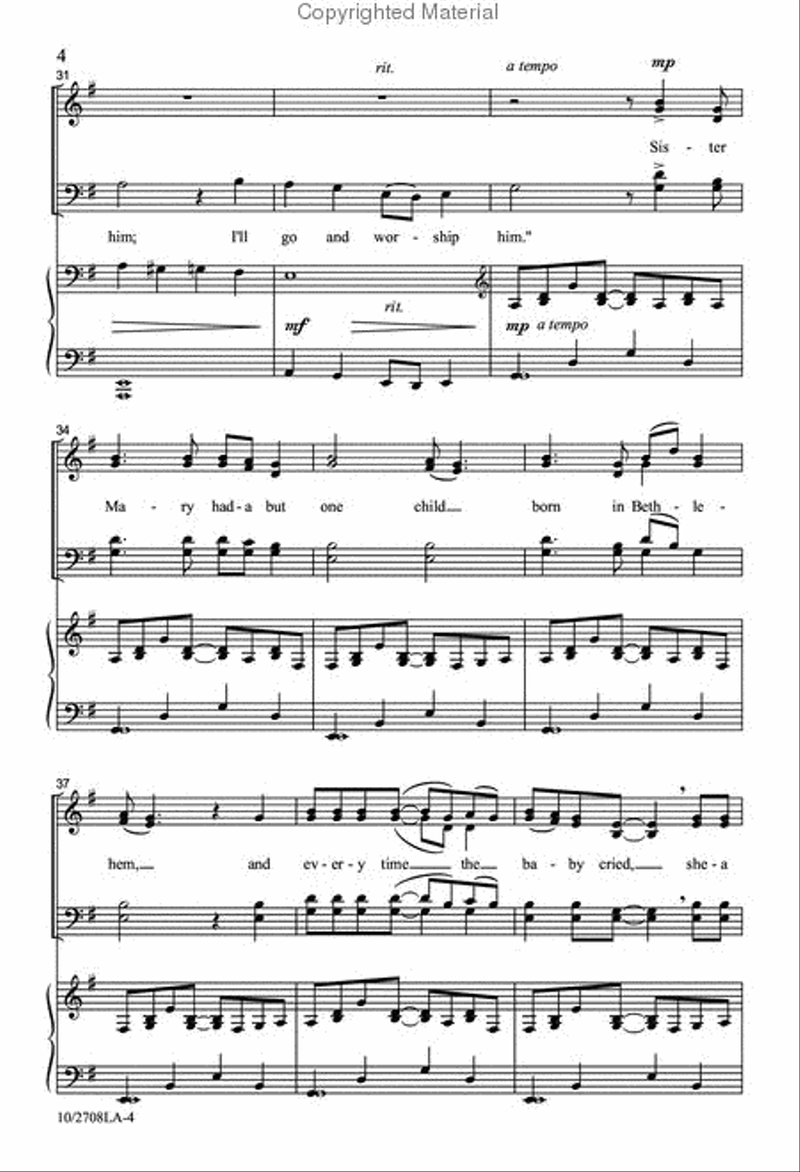 Sister Mary Had-a But One Child 4-Part scores gallery preview page 5