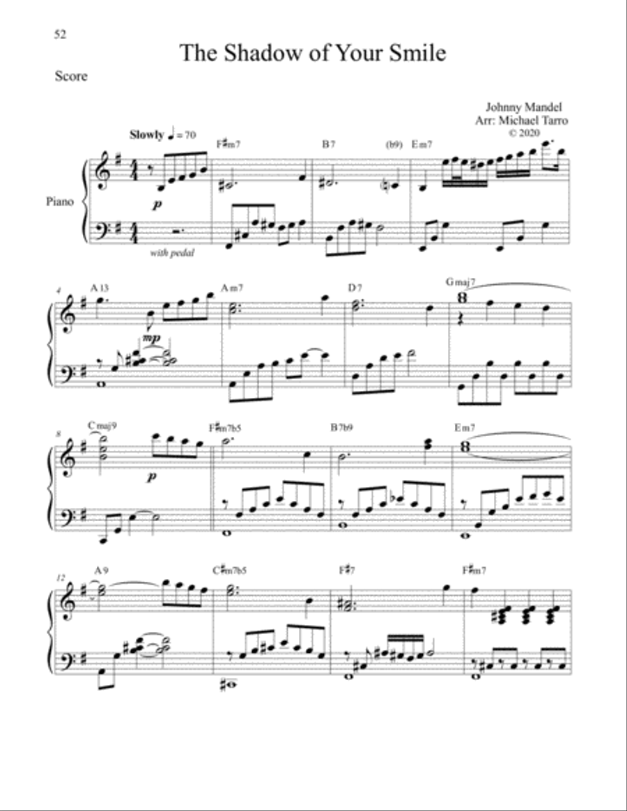 The Shadow Of Your Smile Piano Solo scores gallery preview page 1