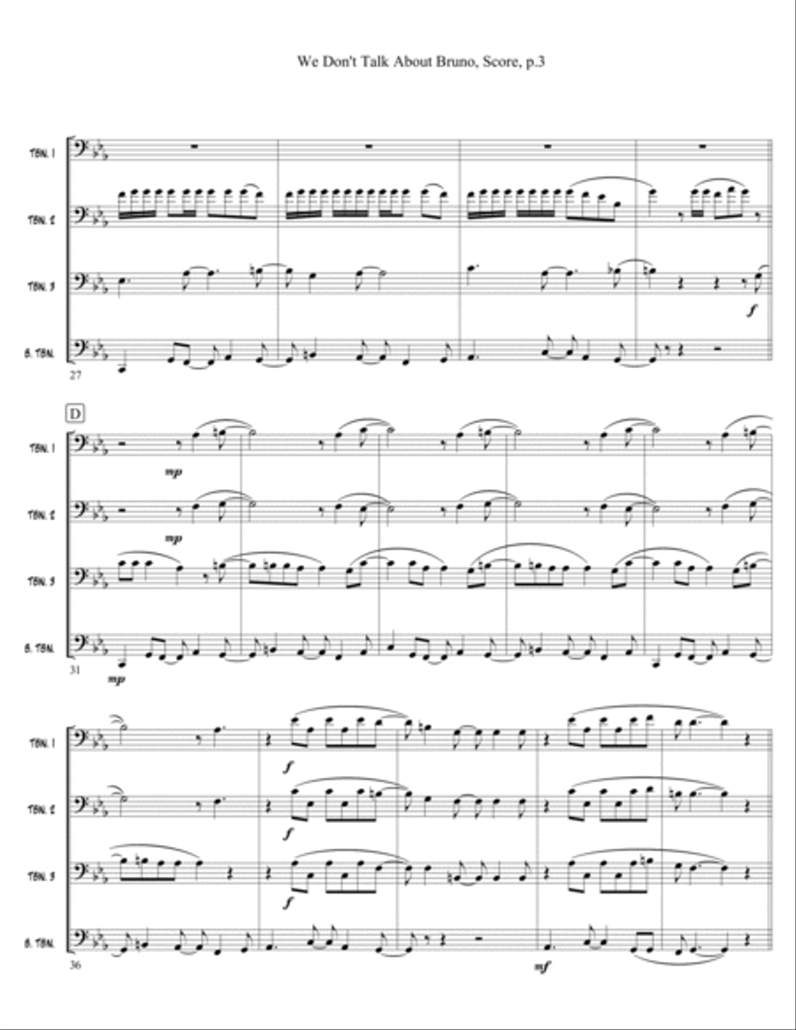 We Don't Talk About Bruno Brass Quartet scores gallery preview page 3