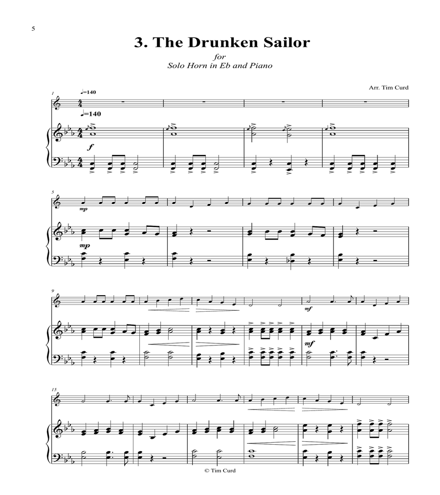 14 Fun Solos for Horn in Eb and Piano