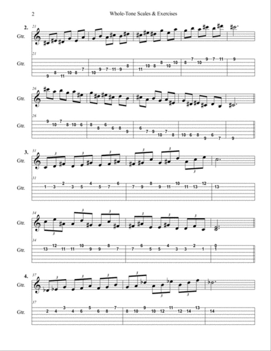 Whole-Tone Scales & Exercises Guitar Tablature scores gallery preview page 2