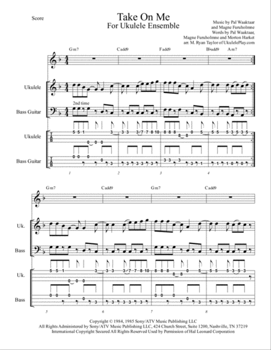 Take On Me 3-Part scores gallery preview page 1
