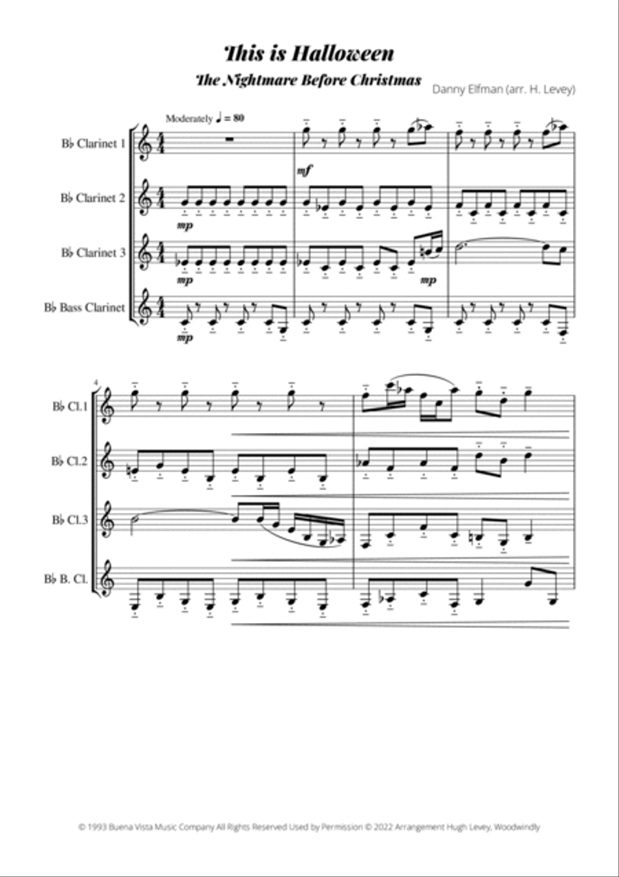 This Is Halloween Clarinet Quartet scores gallery preview page 3