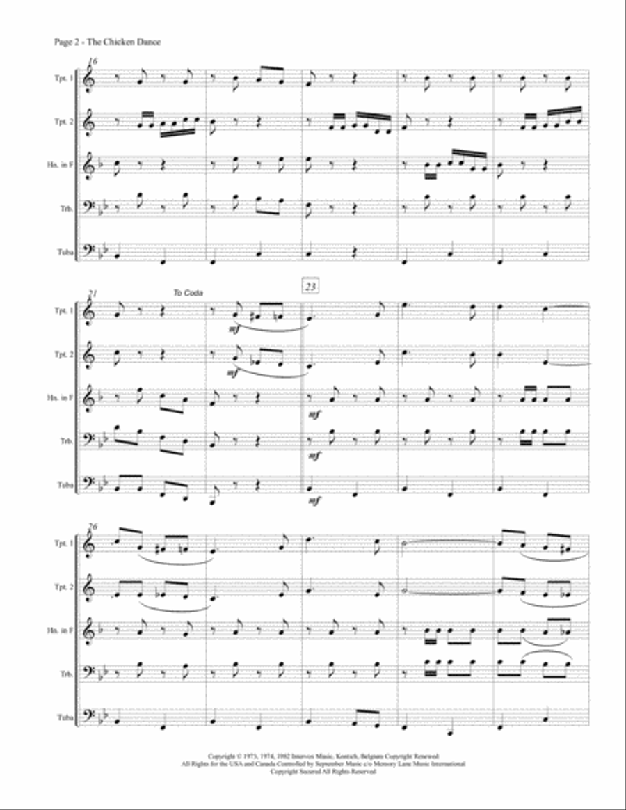 The Chicken Dance Brass Ensemble scores gallery preview page 3