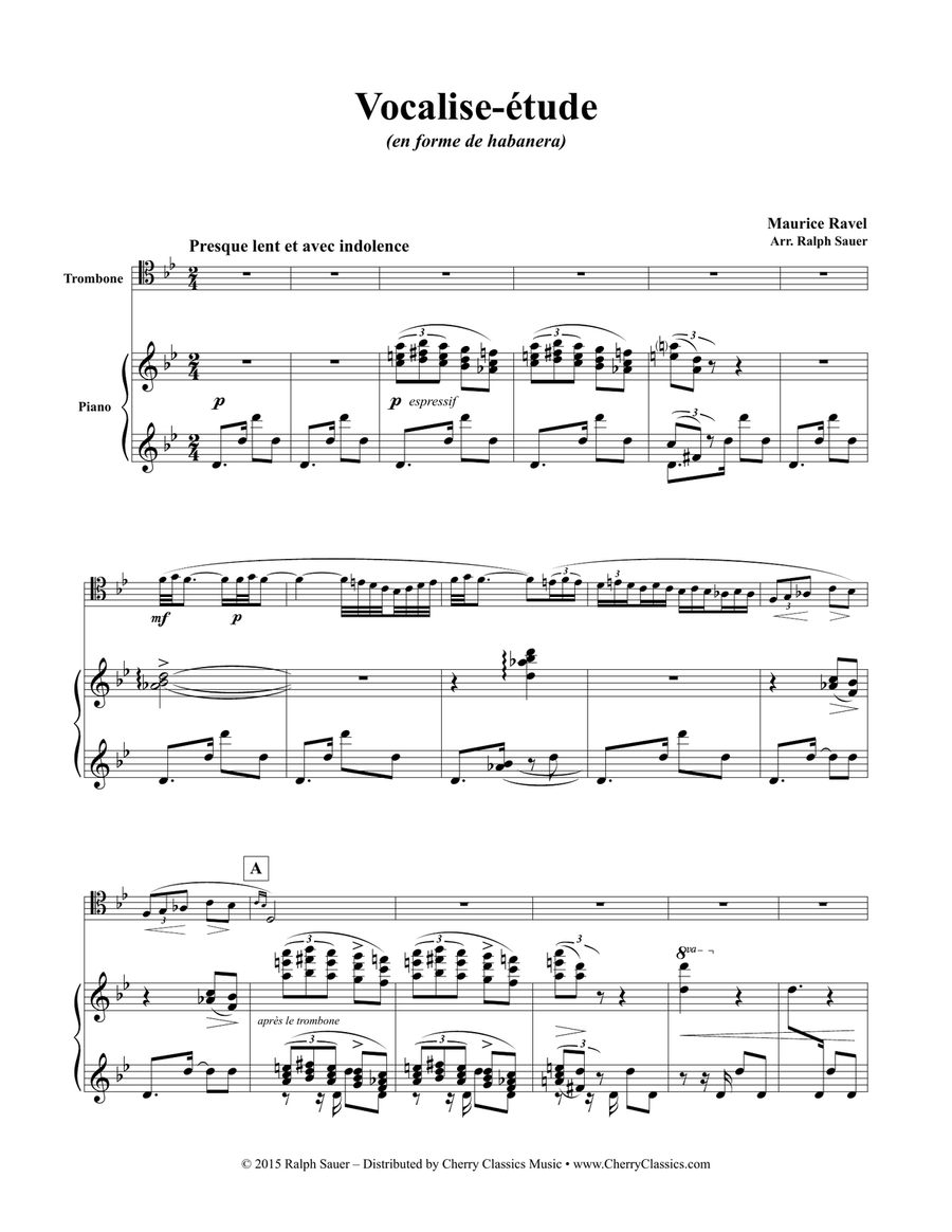 Vocalise-étude for Trombone & Piano Piano scores gallery preview page 1