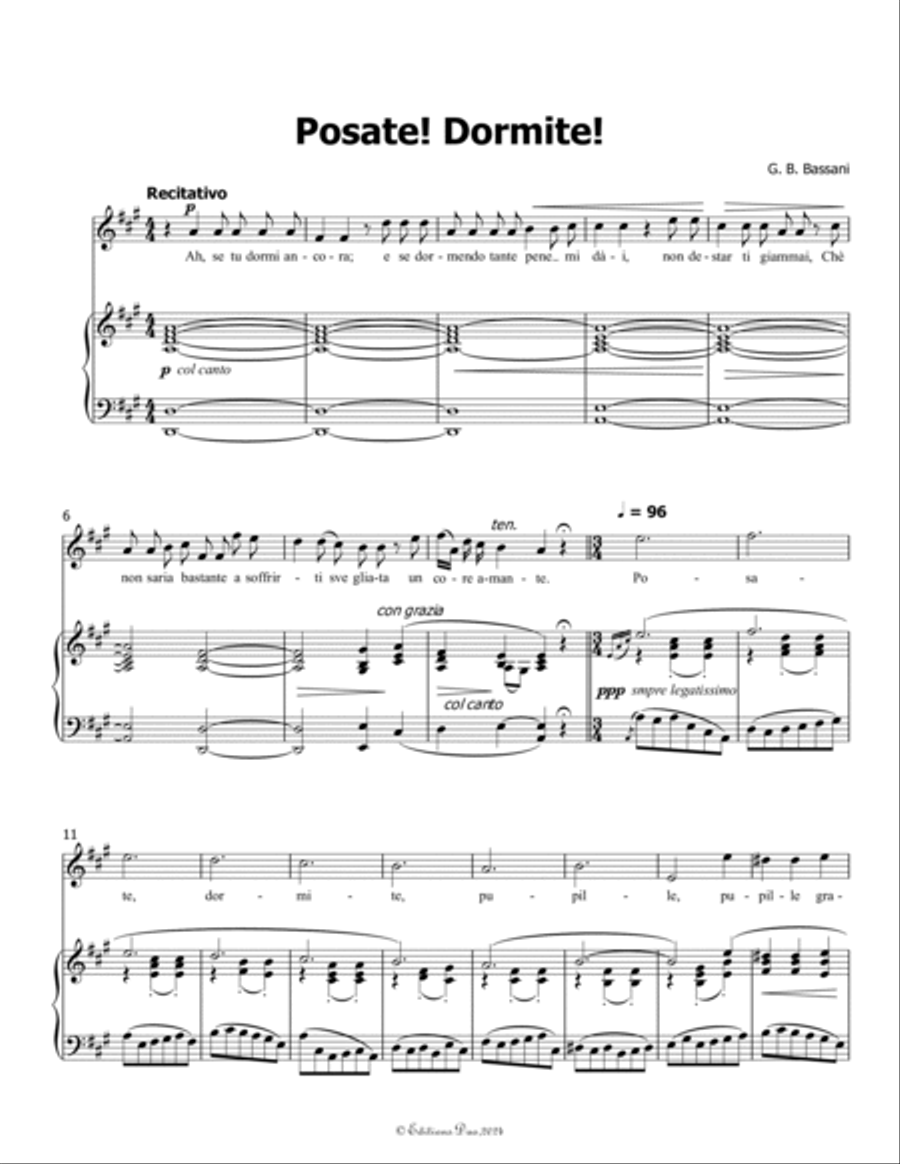 Posate! Dormite! by Bassani, in A Major Voice scores gallery preview page 3