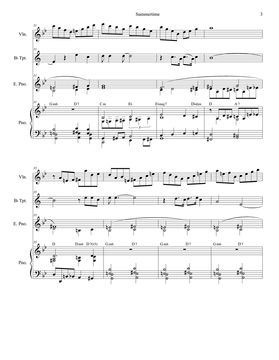 Summertime B-Flat Trumpet scores gallery preview page 3
