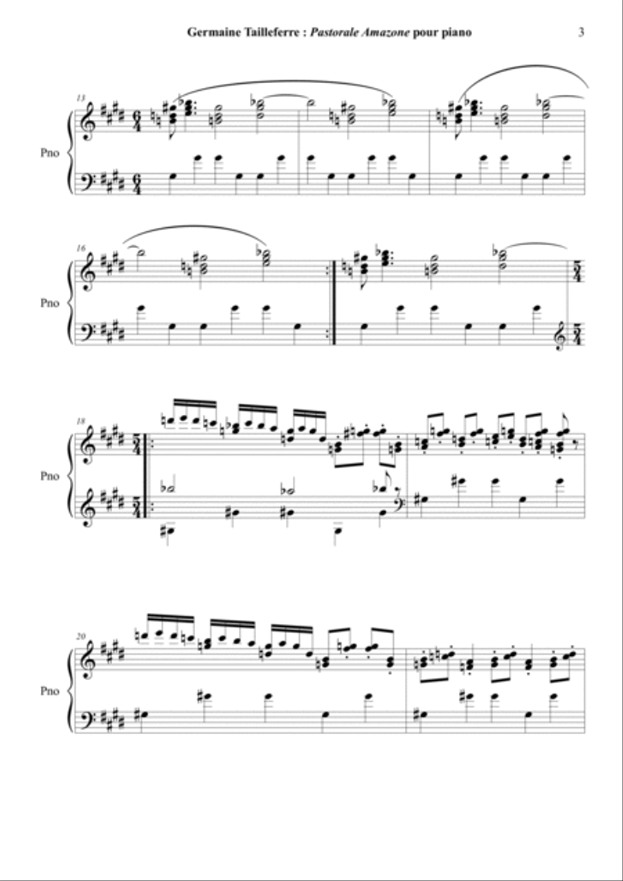 Germaine Tailleferre: Pastorale Amazone for piano Piano Solo scores gallery preview page 3