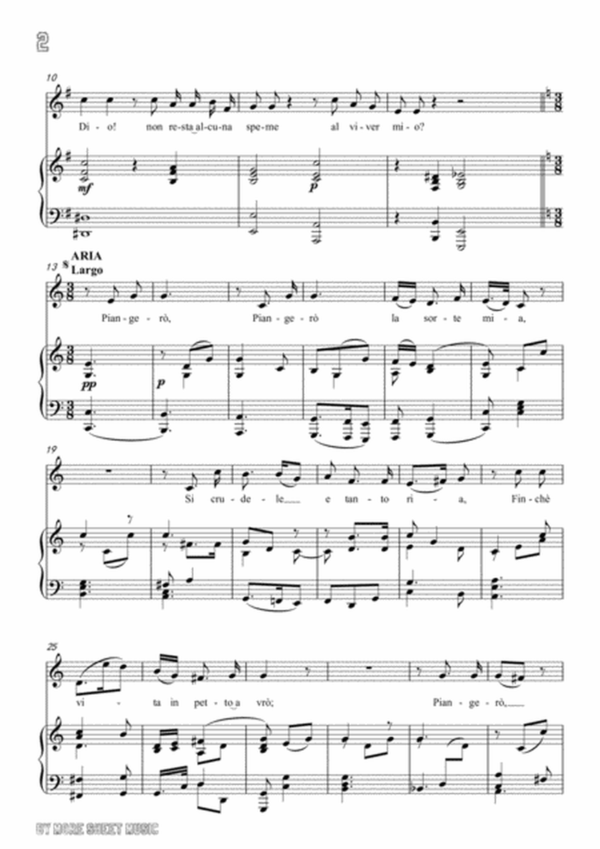 Handel-E pur così in un giorno...Piangerò la sorte mia in C Major,for Voice and Piano image number null