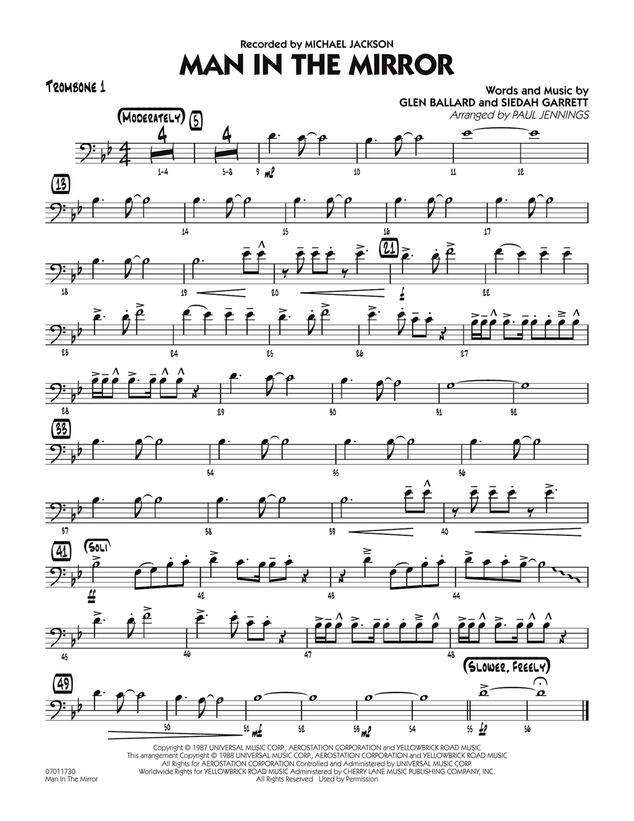 Man In The Mirror - Trombone 1 Jazz Ensemble scores gallery preview page 1