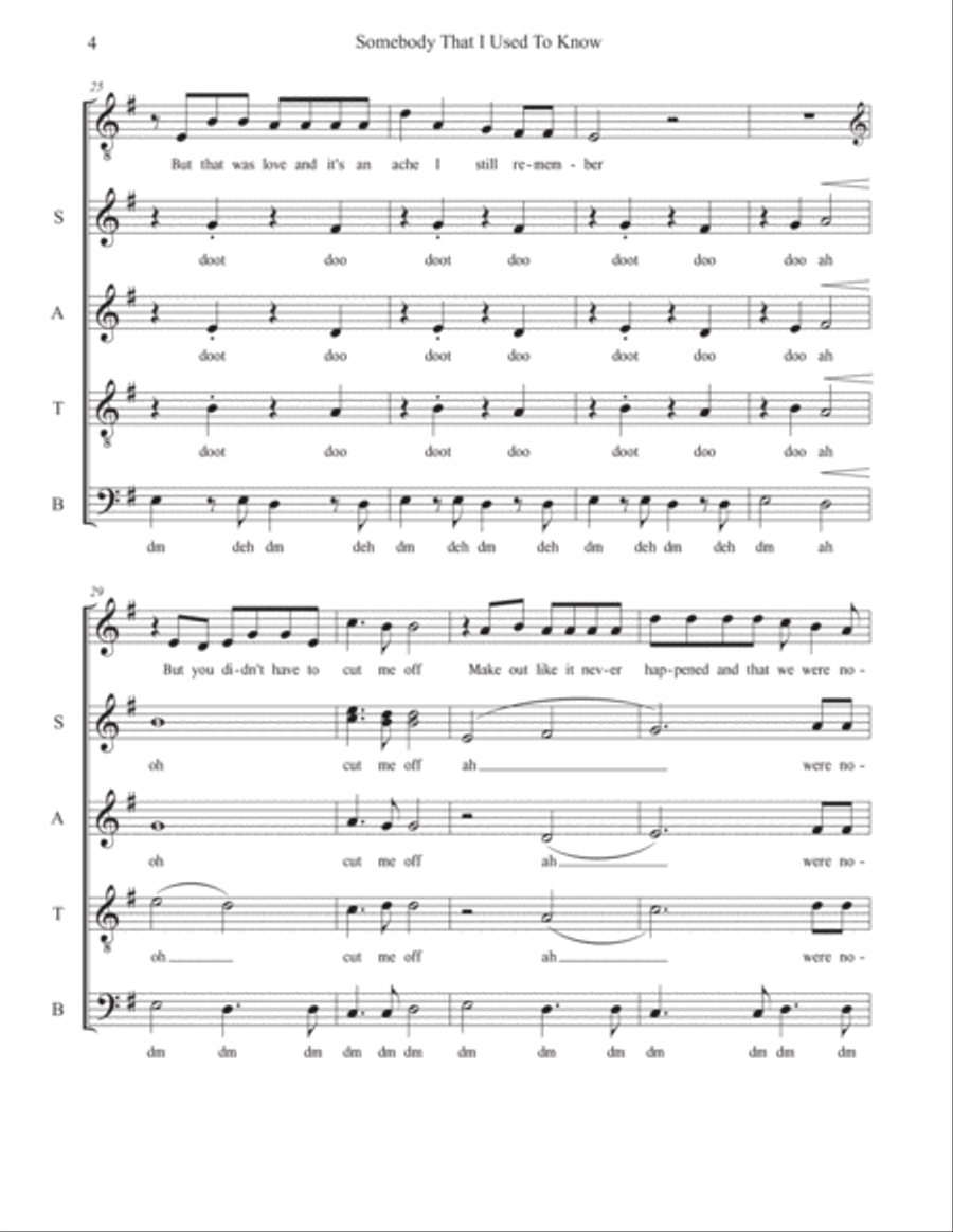 Somebody That I Used To Know 4-Part scores gallery preview page 4
